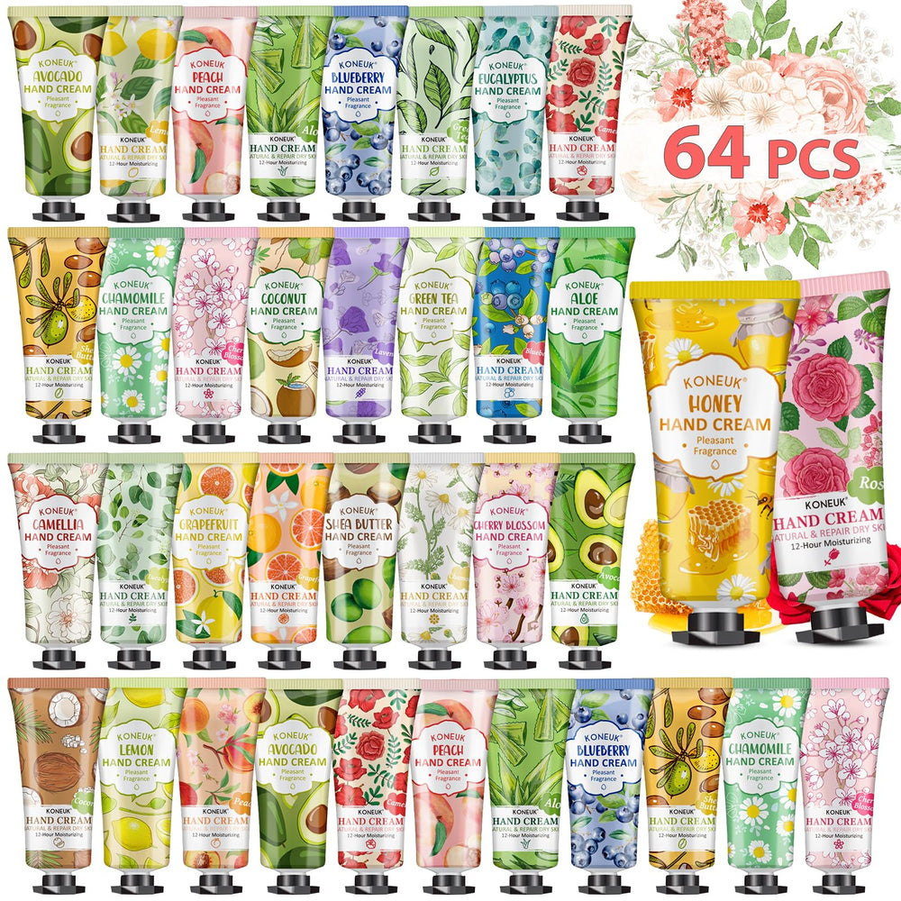 KONEUK 64-pack hand cream set with assorted fragrances for gifting and daily moisture