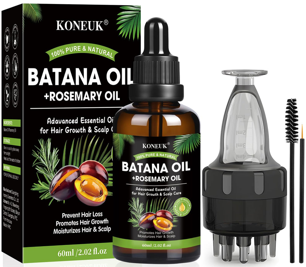 KONEUK Batana Oil bottle promotes nourished hair growth and elasticity.