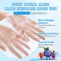 KONEUK fruit cartoon design masks with kawaii packaging for fun spa parties