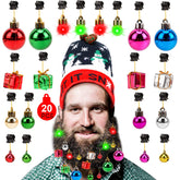Konsait beard ornaments with jingling bells add festive flair to your holiday look.