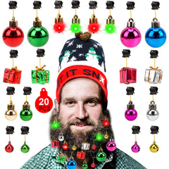 Konsait beard ornaments with jingling bells add festive flair to your holiday look.