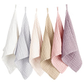Konssy 6-pack face cloths on white backdrop show soft, absorbent fibers for gentle cleansing.