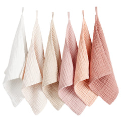 Konssy 6-pack face cloths, soft and absorbent for daily cleansing.