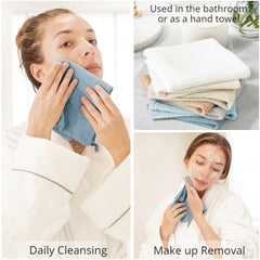 Konssy face cloths makeup-removal use on skin showing soft exfoliation benefits