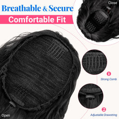 KooKaStyle pony tail 30inch two-combs drawstring attachment ensures secure wear through the day