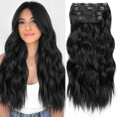 KooKaStyle clip-in synthetic extensions 20in long-wavy for fuller, natural-looking hair