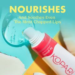 Kopari Coconut Lip Glossy being applied for a non-sticky shine.