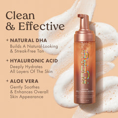 Kopari Gradual Self-Tanning Mousse application motion for even coverage on skin.