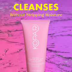Kopari Hydrating Body Wash foaming lather creates a luxurious clean and mild moisture.