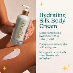 Kopari Hydrating Silk Body Cream texture close-up highlighting velvety finish