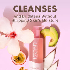 Close-up of creamy lather from Kopari Sudsy Shower Oil providing soft skin.