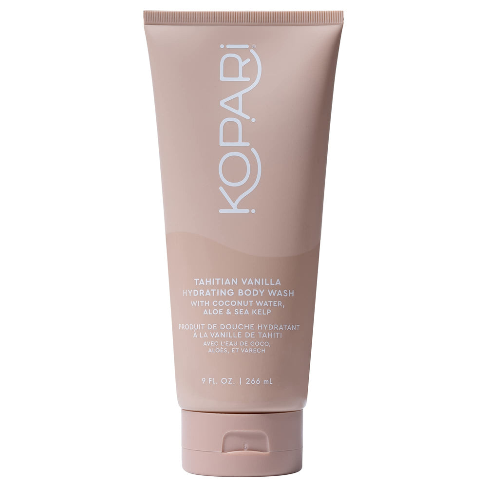 Kopari Tahitian Vanilla Hydrating Body Wash pours coconut water for a refreshing cleanse.
