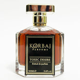 KORBAJ PARFUMS Toxic Desire bottle close-up showcases premium packaging for gifting.