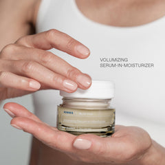 KORRES White Pine Meno-Reverse being applied to face for daily hydration and comfort