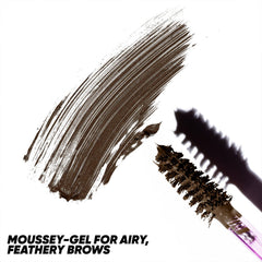 Kosas Air Brow Tinted Gel closeup pigment highlights high payoff color for defined arches.
