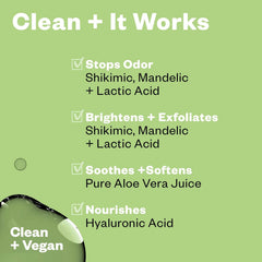 Kosas Chemistry Deodorant label closeup highlighting a clean, fragrance-free formulation.
