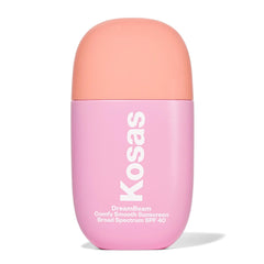 Kosas DreamBeam packaging close-up highlighting SPF 40 protection for makeup prep.
