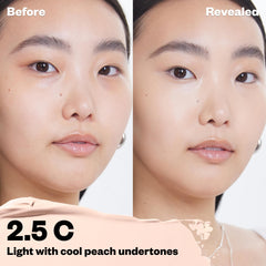 Kosas Revealer concealer application swatch on skin shows easy blending and shade match