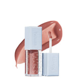Kosas Wet Lip Oil Gloss bottle close-up shows hydrating shine for plump-looking lips.
