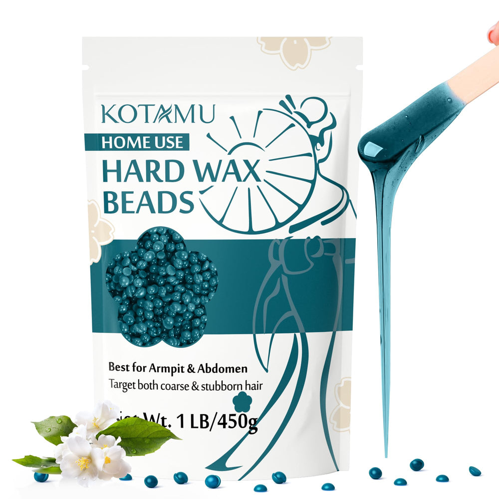 KOTAMU hard wax beads 1lb jar closeup showing premium formula for smooth hair removal.
