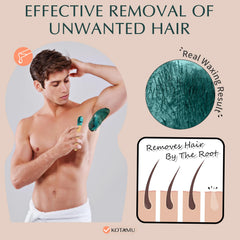 KOTAMU hard wax beads application spread demonstrates smooth melt and glide for at-home waxing.