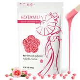 KOTAMU wax beads rose extract closeup for gentle hair removal on sensitive skin.