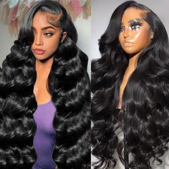 KOTTN 30-inch lace front wig closeup hairline with natural transition.