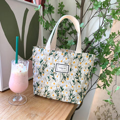 Kovewon corduroy floral tote pocket highlights organization on the go.