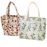 Kovewon daisy tote canvas front view for everyday carry and durable style.