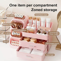 KQJS makeup organizer side profile demonstrates compact footprint for dresser surfaces.