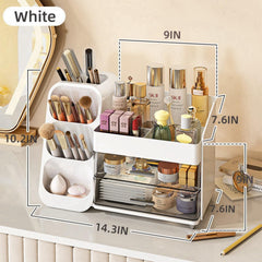 KQJS makeup organizer triple-layer storage supports tall bottles for skincare.