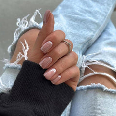 KQueenest sparkly glazed press-on nails in coffin shape for wedding-ready shine