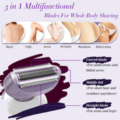 Krovena leg-bikini-trimmer closeup highlights precision blades.