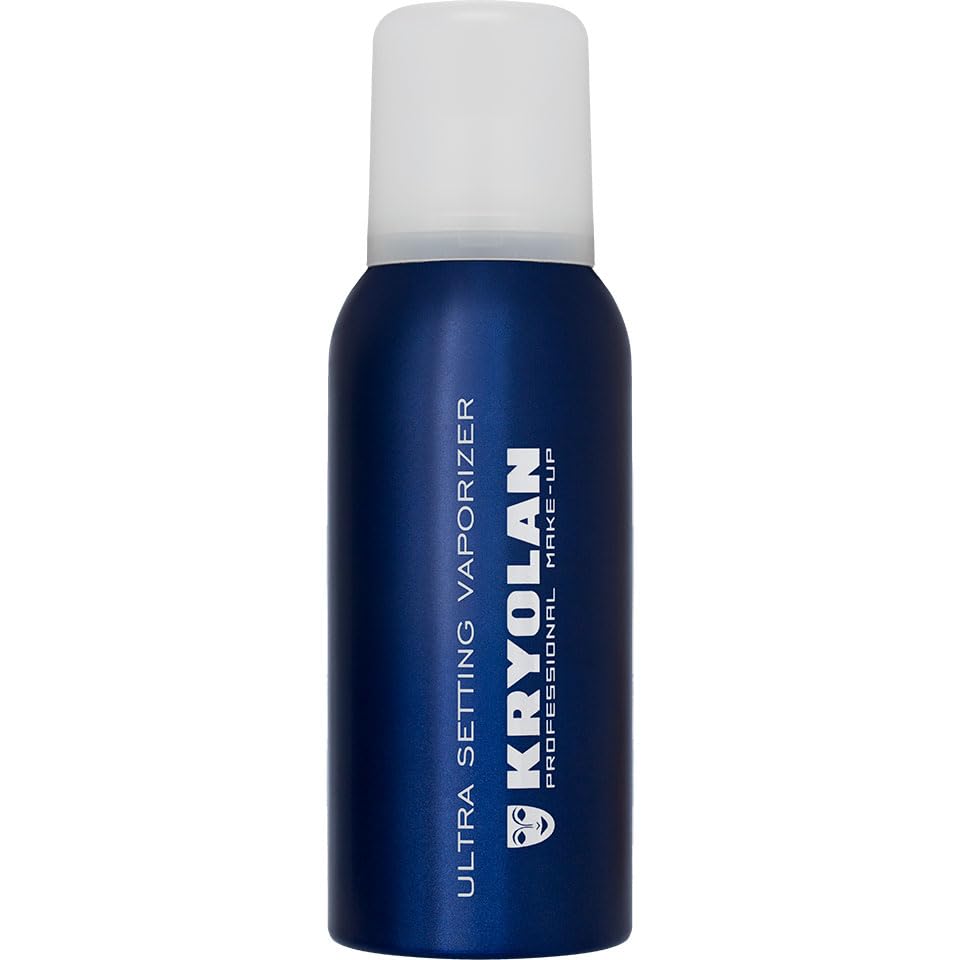 Kryolan Ultra Setting Vaporizer blue spray helps makeup last with a light setting mist.