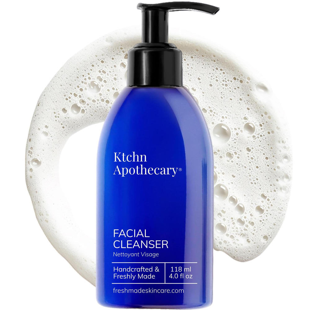 Ktchn Apothecary natural hydrating foaming cleanser bottle shows gentle daily cleanse for all skin types.