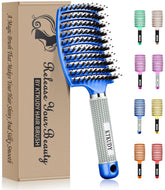 KTKUDY Detangling Brush boar bristles closeup for gentle detangling and shine.