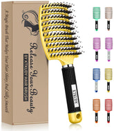 KTKUDY detangling brush in use with boar bristles for smooth detangling