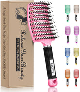KTKUDY detangling brush closeup highlights boar bristles for smoother detangling.