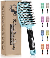 KTKUDY detangling brush curved vented light blue for smooth detangling and quick drying