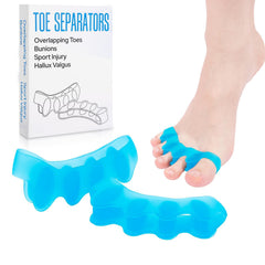 KTSAY toe spacers blue 2pcs resting between toes for alignment.