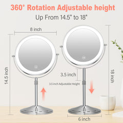 KuMers lighted makeup mirror double-sided with illumination for flawless makeup application