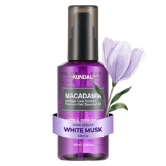 KUNDAL Damage Repair Serum bottle with macadamia oil nourishes dry hair.