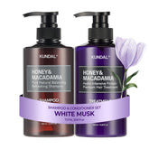 KUNDAL White Musk shampoo bottle demonstrates a gentle cleanse with a lasting scent.