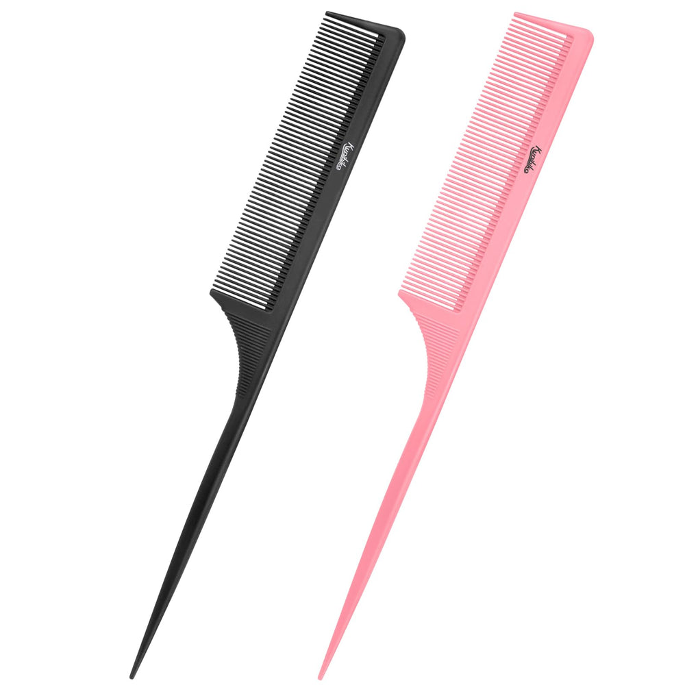 Kunihiko rat tail comb 2pcs dual-tone for easy parting and styling
