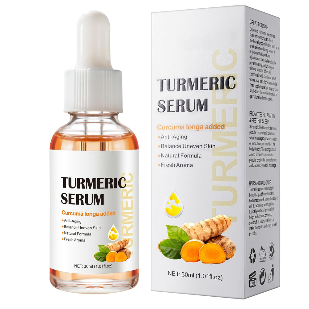 Kurchugo Turmeric Serum bottle for dark spots offers convenient spot treatment on the go.