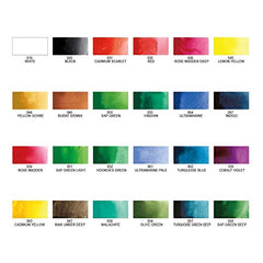 Kuretake Gansai Tambi color chart helps you distinguish hues quickly.