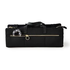 KUSSHI bag center compartment fits flat irons and wands neatly.