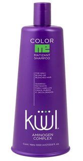 KUUL Matizant Shampoo bottle pour supports color maintenance for cool and gray tones.