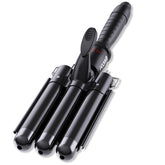 Kuwa three-barrel curling iron with LCD display for precise, fast waves.