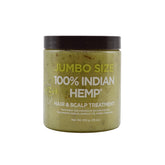 Kuza hemp hair treatment bottle close-up shows nourishing oils for scalp health.
